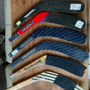 Lot of 6 Right Handed Ice Hockey Blades - Bauer, Easton and Sherwood